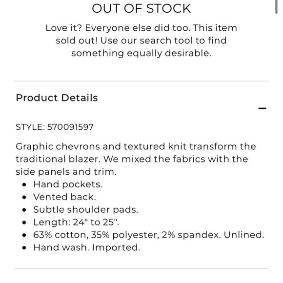 CHICOS | Womens Textured Chevron Blazer $159 Size Large One Button Mixed Media - Picture 14 of 14